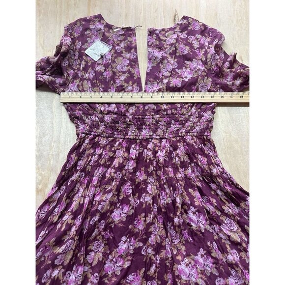Free People Keep You Floral Print V-Neck Long Sleeve Mini Dress, Size XS Smocked - Picture 6 of 6